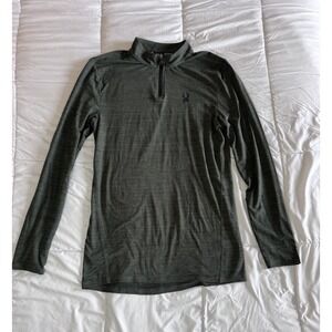 Spyder Men's Green Quarter-zip Size Large Pullover Stretch Workout Gym EUC